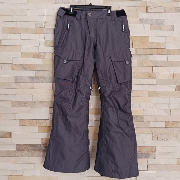 North Face Womens Small Grey Pinstripe Ski Snow Snowboard Winter Pants Snowsuit - Picture 1 of 11